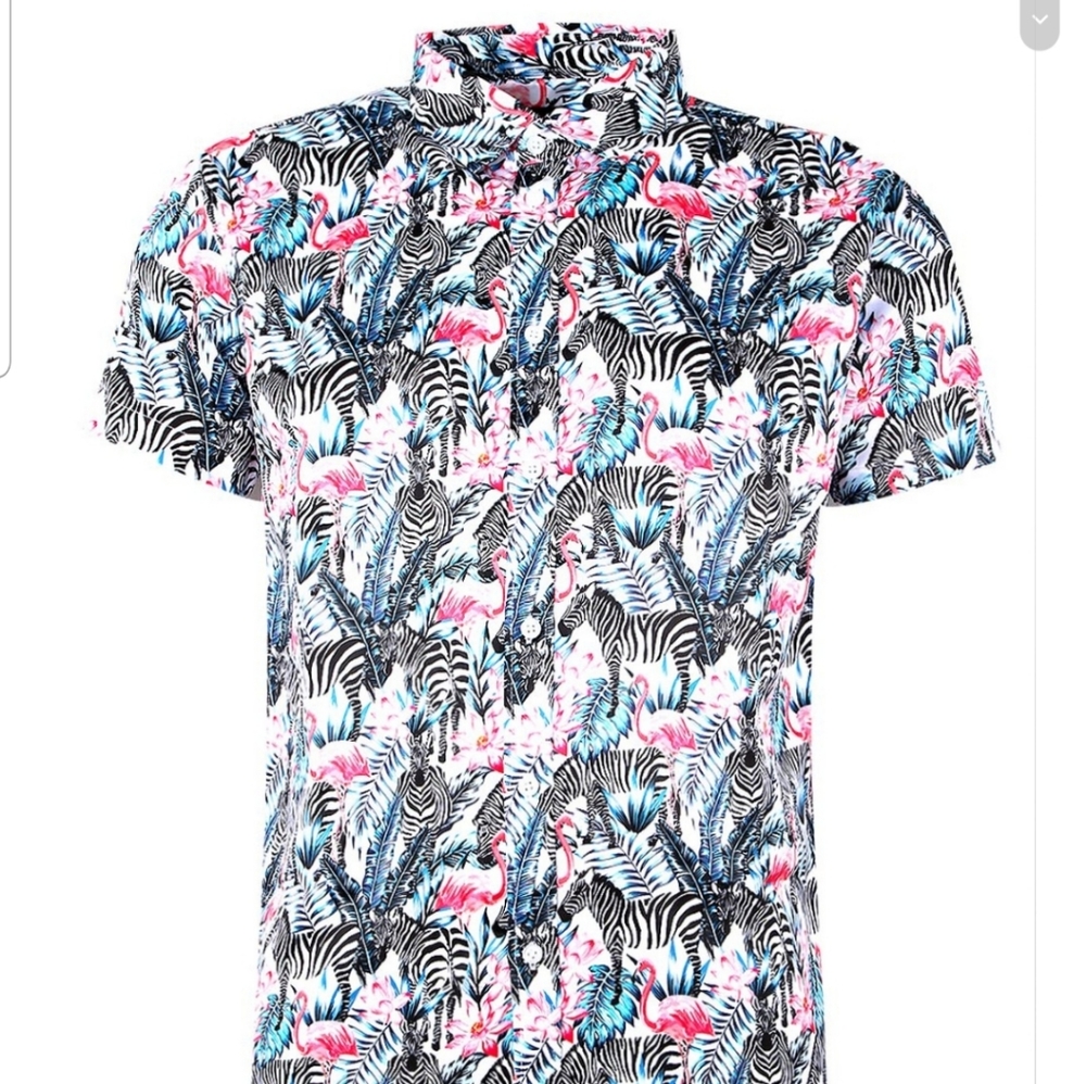 BoohooMAN ZEBRA PRINT SHORT SLEEVE SATIN SHIRT - Picture 4 of 8